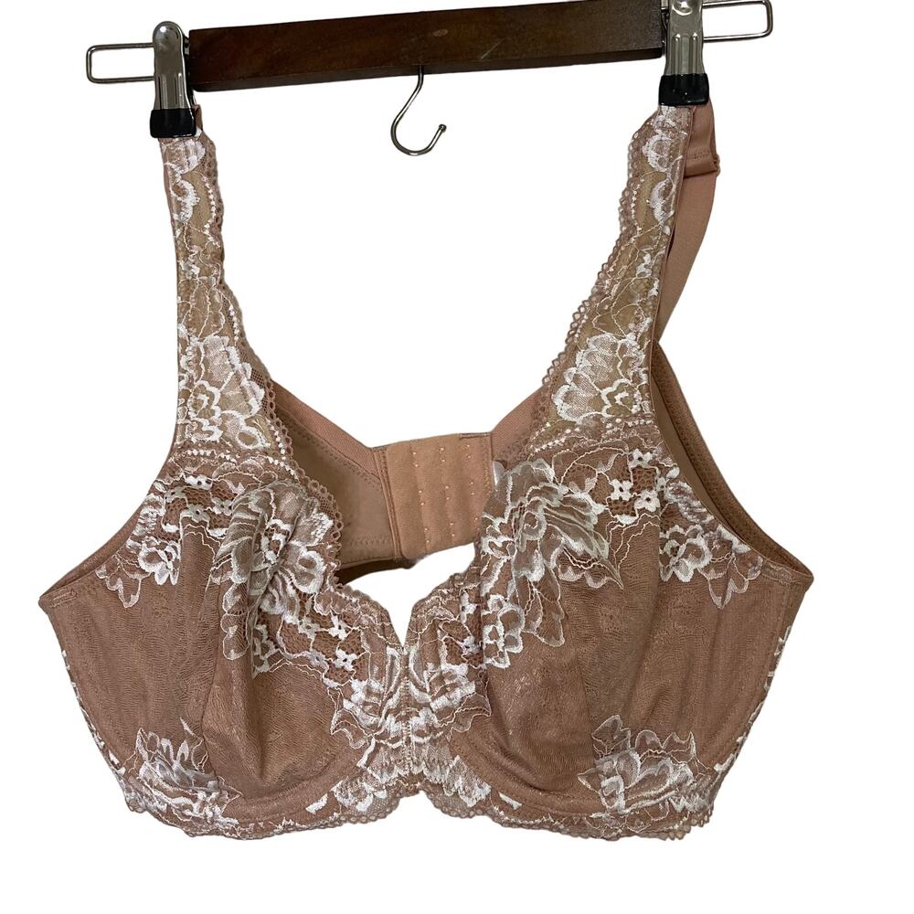 A628166 BREEZIES Luxe Two Tone Underwire Lace Bra Rosewood 36C
